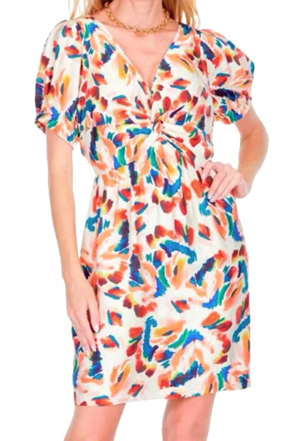 Joy Joy Front Twist Print Dress In Tiger Lillies In Multi