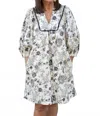 Joy Joy Front Yoke Trimmed Dress In White In Multi