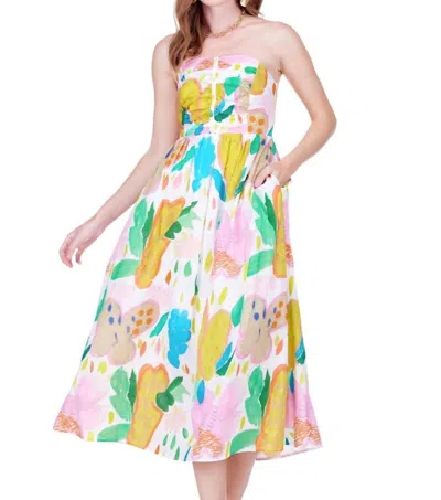 Joy Joy Garden Art Gather Tube Dress In Multi