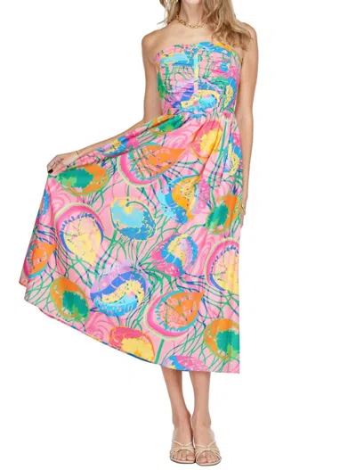 Joy Joy Gathered Tube Dress In Ribbon Fun In Multi