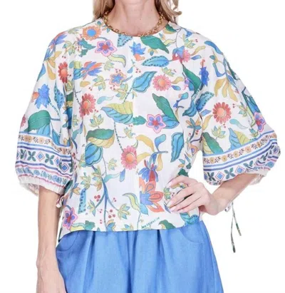 Joy Joy Gored Crew Neck Top In Festive Florals In Multi