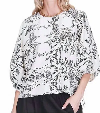 Joy Joy Gored Top In Ink Blossom In White