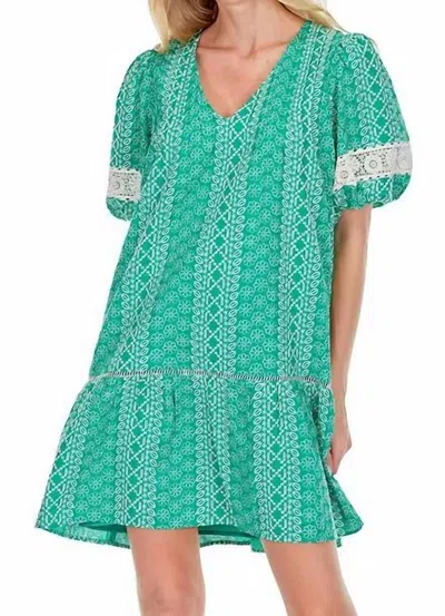 Joy Joy Green Stripe Eyelet Dress