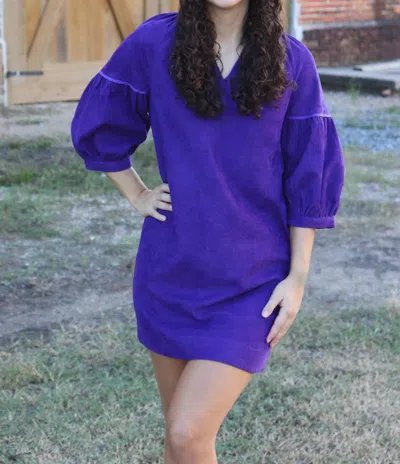 Joy Joy Hannah Corduroy Dress In Deep Purple