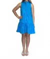 Joy Joy High Neck Mini Dress In Turquoise In Blue