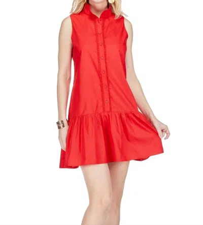 Joy Joy High Neck Trim Dress In Red