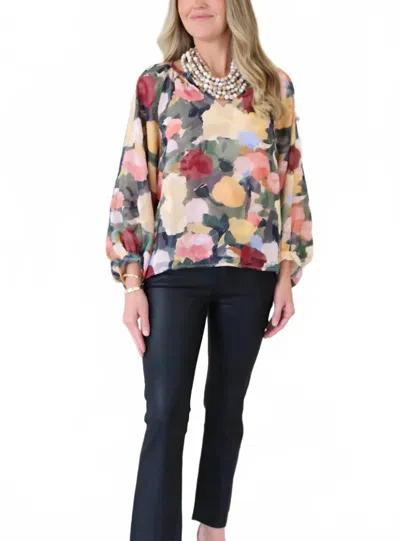 Joy Joy Impressions Bishop Sleeve Top In Multi