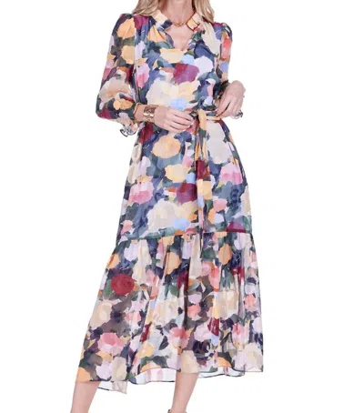 Joy Joy Impressions Split Neck Maxi Dress In Multi
