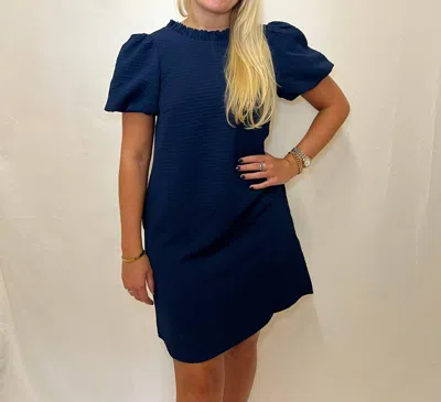 Joy Joy Jolie Puff Sleeve Mini Dress In Navy In Blue