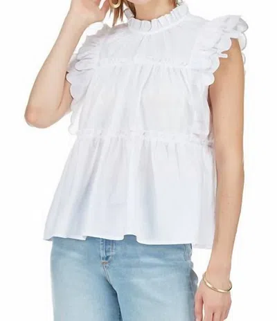 Joy Joy Jules Scallop Trim Top In White
