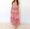 Joy Joy Kira Floral Print Maxi Dress In Pink In Multi