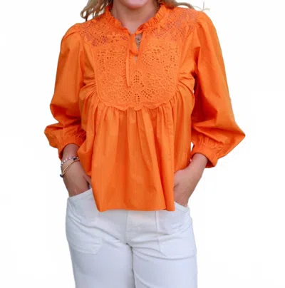 Joy Joy Lace Patch Top In Orange