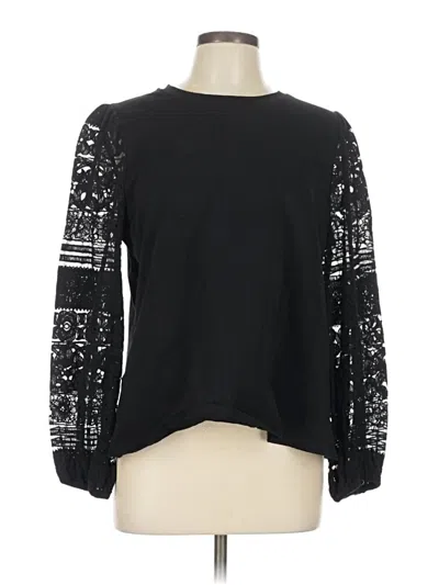 Pre-owned Joy Joy Long Sleeve Blouse In Black