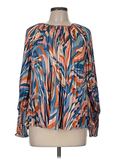 Pre-owned Joy Joy Long Sleeve Blouse In Blue