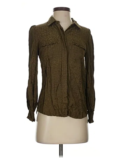 Pre-owned Joy Joy Long Sleeve Blouse In Brown
