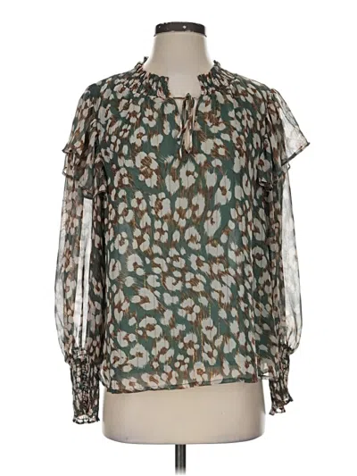 Pre-owned Joy Joy Long Sleeve Blouse In Teal