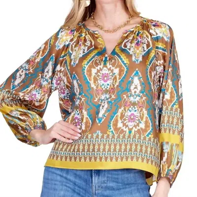 Joy Joy Long Sleeve Peasant Top In Tribal Plains In Multi