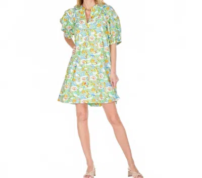 Joy Joy Mango Blossom Front Yoke Trim Dress In Multicolor