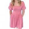 Joy Joy Mauve Puff Sleeve Dress In Pink Mauve In Pink