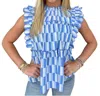 Joy Joy Medley Scallop Tiered Top In Blue In Blue