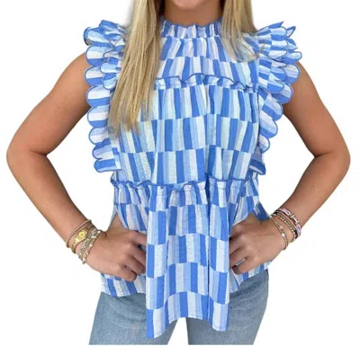 Joy Joy Medley Scallop Tiered Top In Blue
