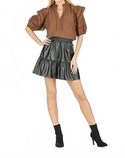 Joy Joy Meghan Ruffle Blouse In Brown