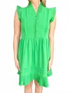 Joy Joy Mini Pleated Dress In Green In Green