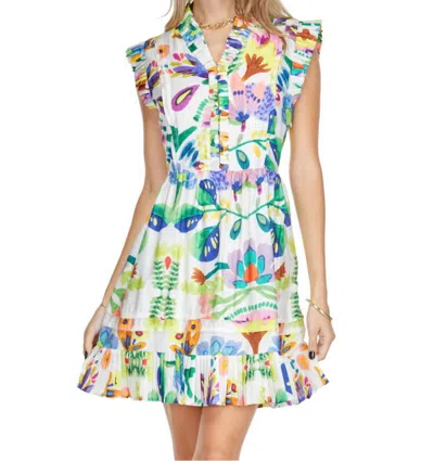 Joy Joy Mini Pleated Dress In Island Art In Multi