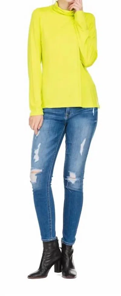 Joy Joy Mock Neck Top In Neon In Yellow