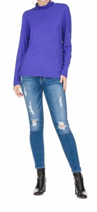 Joy Joy Mock Neck Top In Purple In Blue