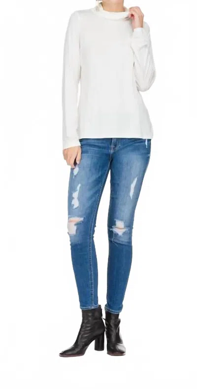 Joy Joy Mock Neck Top In White