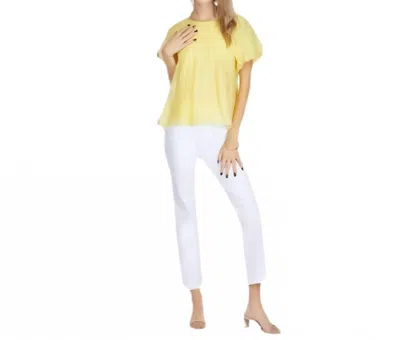 Joy Joy Mocked Yoke Short Sleeve Top In Lemon In Yellow