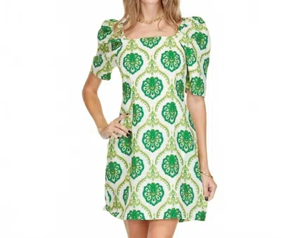 Joy Joy Motif Fitted Dress In Green In Multi