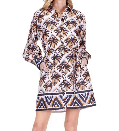 Joy Joy Nina Mini Dress In Palm Print In Black