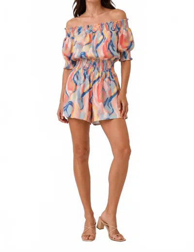 Joy Joy Off Shouder Romper In Canyon Swirl In Multi