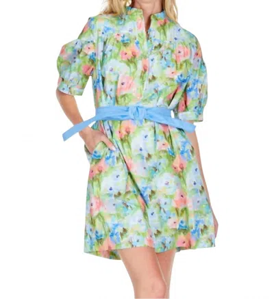 Joy Joy Packet Balloon Sleeve Dress In Paint Garden In Multi