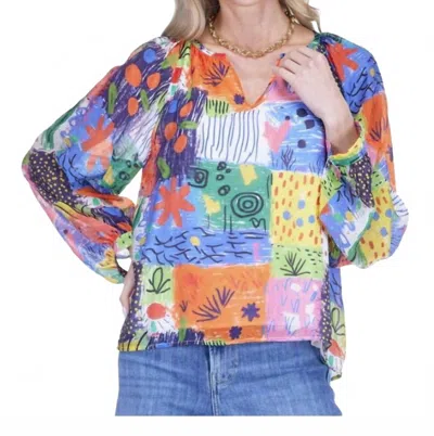 Joy Joy Painted Patchwork Top In Multicolor