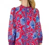 Joy Joy Paisley Blouse In Blue Vines In Multi