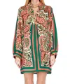 Joy Joy Paisley Scarf Batwing Dress In Multicolor In Multi
