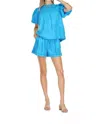 Joy Joy Patch Top In Turquoise In Blue