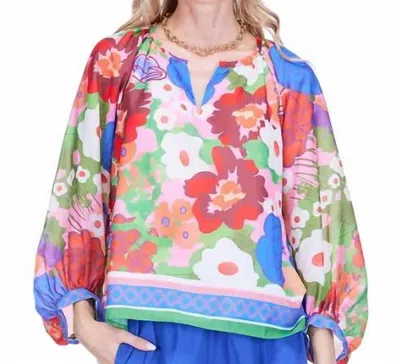 Joy Joy Peasant Bishop Sleeve Top In Petal Pop In Multi