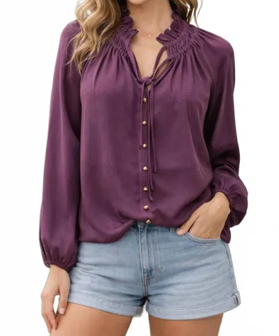 Joy Joy Peasant Blouse In Mulberry In Animal Print