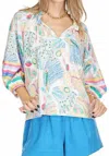 Joy Joy Peasant Top In Rainbow Paisley In Multi