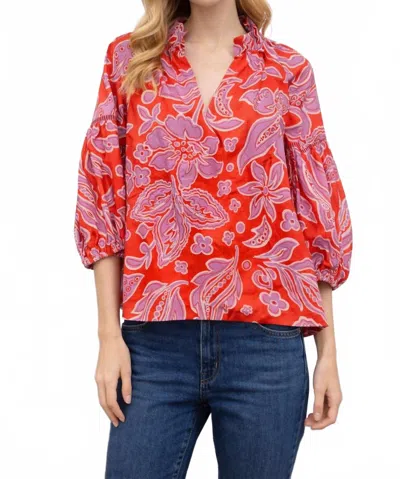 Joy Joy Peasant Top In Sunburst In Multi