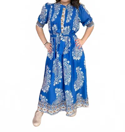 Joy Joy Pin Tuck Maxi Dress In Indigooasis In Multi