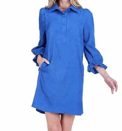 Joy Joy Placket Collar Dress In Royal In Blue