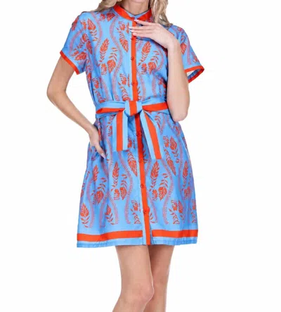 Joy Joy Placket Dress In Crimson Fern In Blue