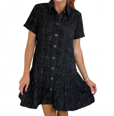 Joy Joy Pleated Buttons Mini Dress In Black