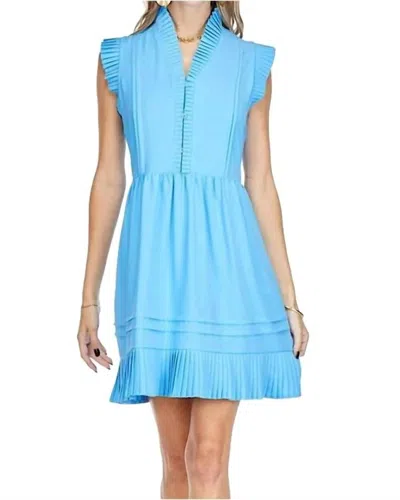 Joy Joy Pleated Mini Dress In Sky In Blue
