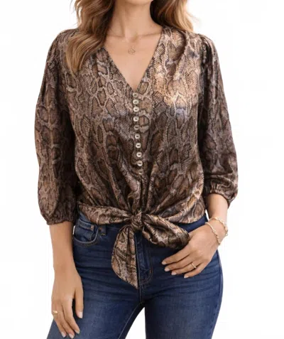 Joy Joy Print Metallic Blouse In Python In Multi